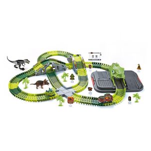 Juguete Pista De Dinosaurios Flexible 247pzas Verde Infantil