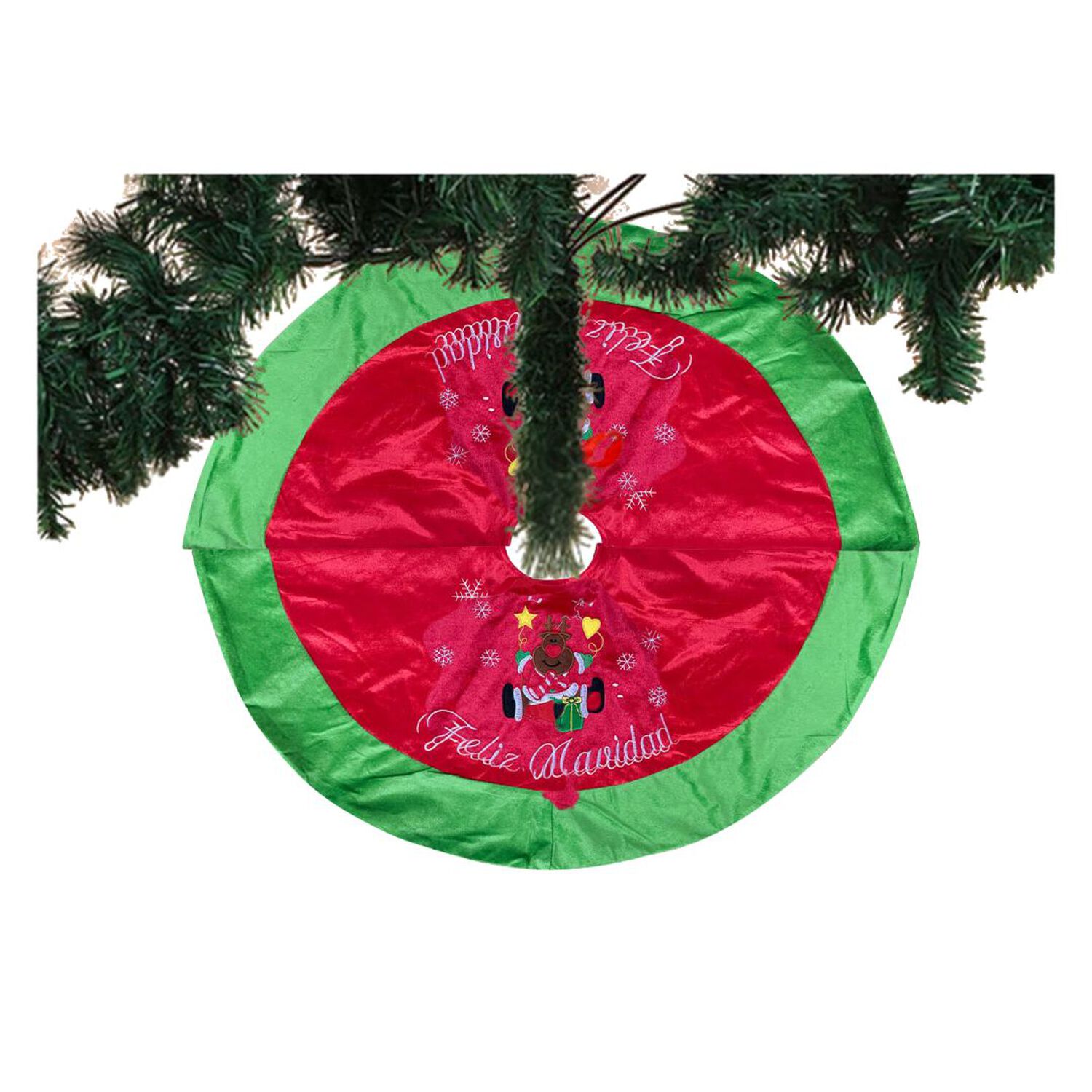 Fald&oacute;n Pie De &Aacute;rbol Navidad 90 Cm Di&aacute;metro Estampado Rojo Y Verde image number 3.0