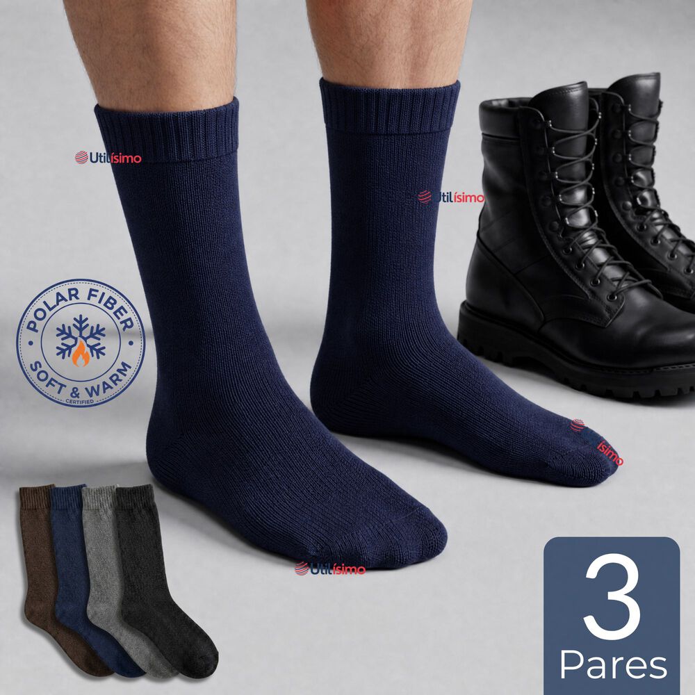 Pack 3 Pares Calcetines T&eacute;rmicos Corte Alto Hombre Surtidos image number 0.0