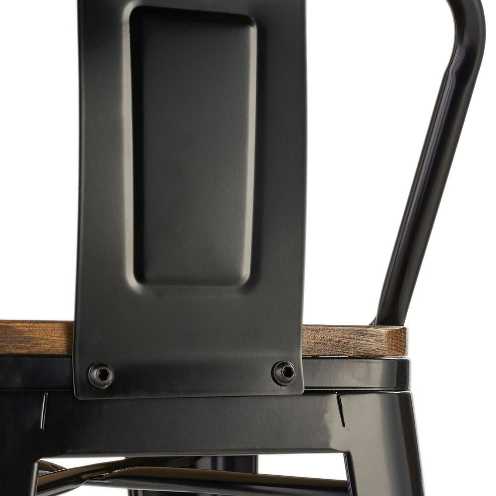 Pack 4 Pisos De Bar Tolix Asiento De Madera Negro Novahus image number 5.0