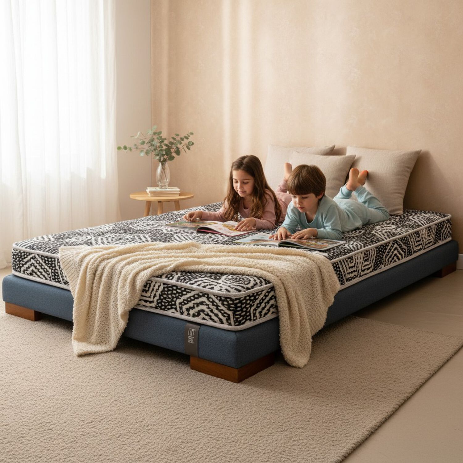 Cama 1.5 Plaza Box 8 Cm L180 Cm + Colchon Modelo Ideal / Con Patas De 6.5 Cm (gris) image number 0.0