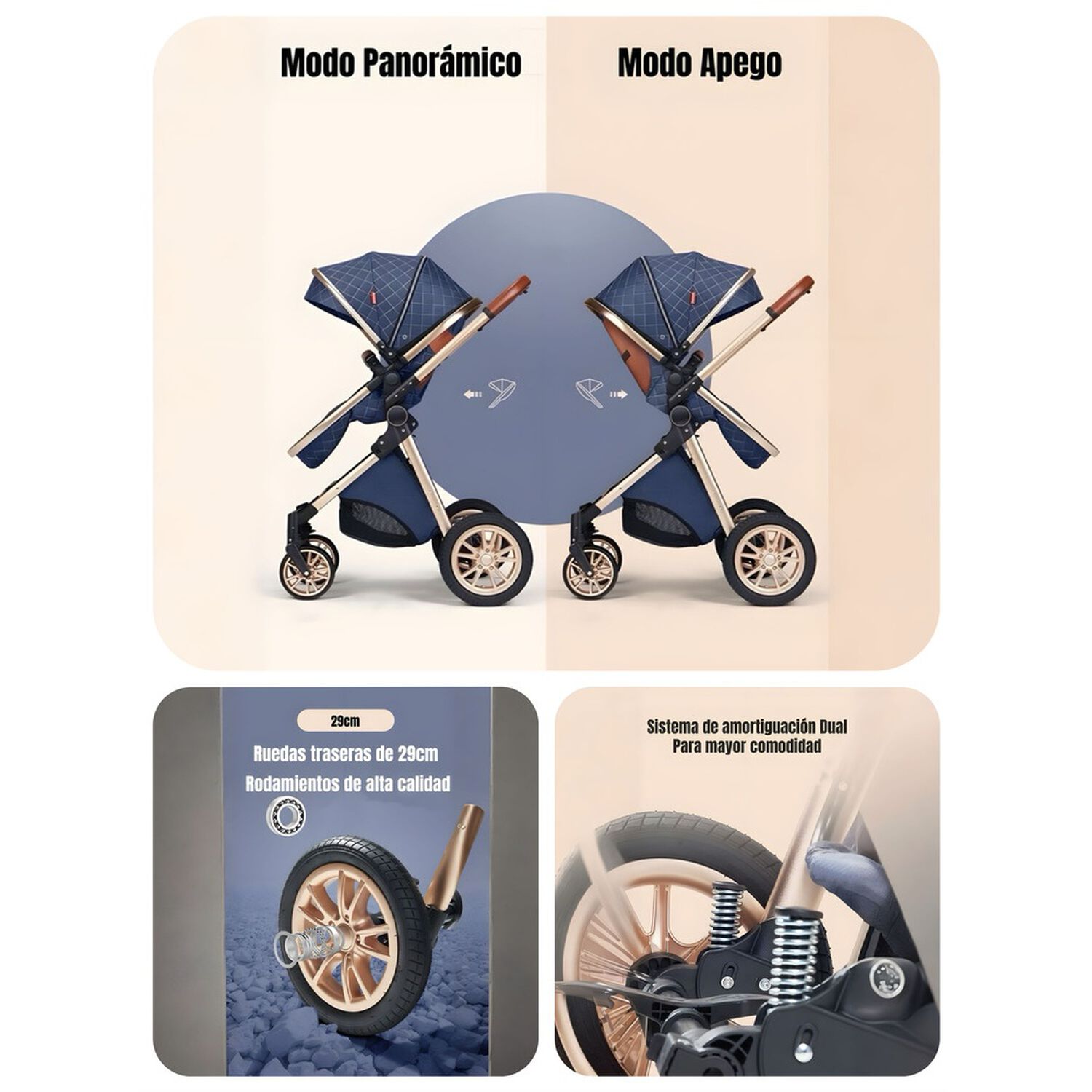 Coche Deluxe Con Silla Nido Y Accesorios Negro Lubabycas image number 7.0