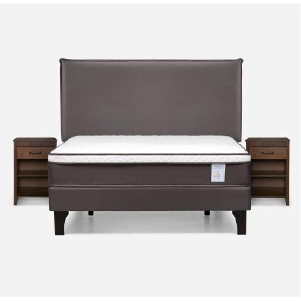 Cama Europea Rosen New Style 4 Plus / 2 Plazas / Base Normal  + Set Maderas Maurice Chocolate image number 8.0