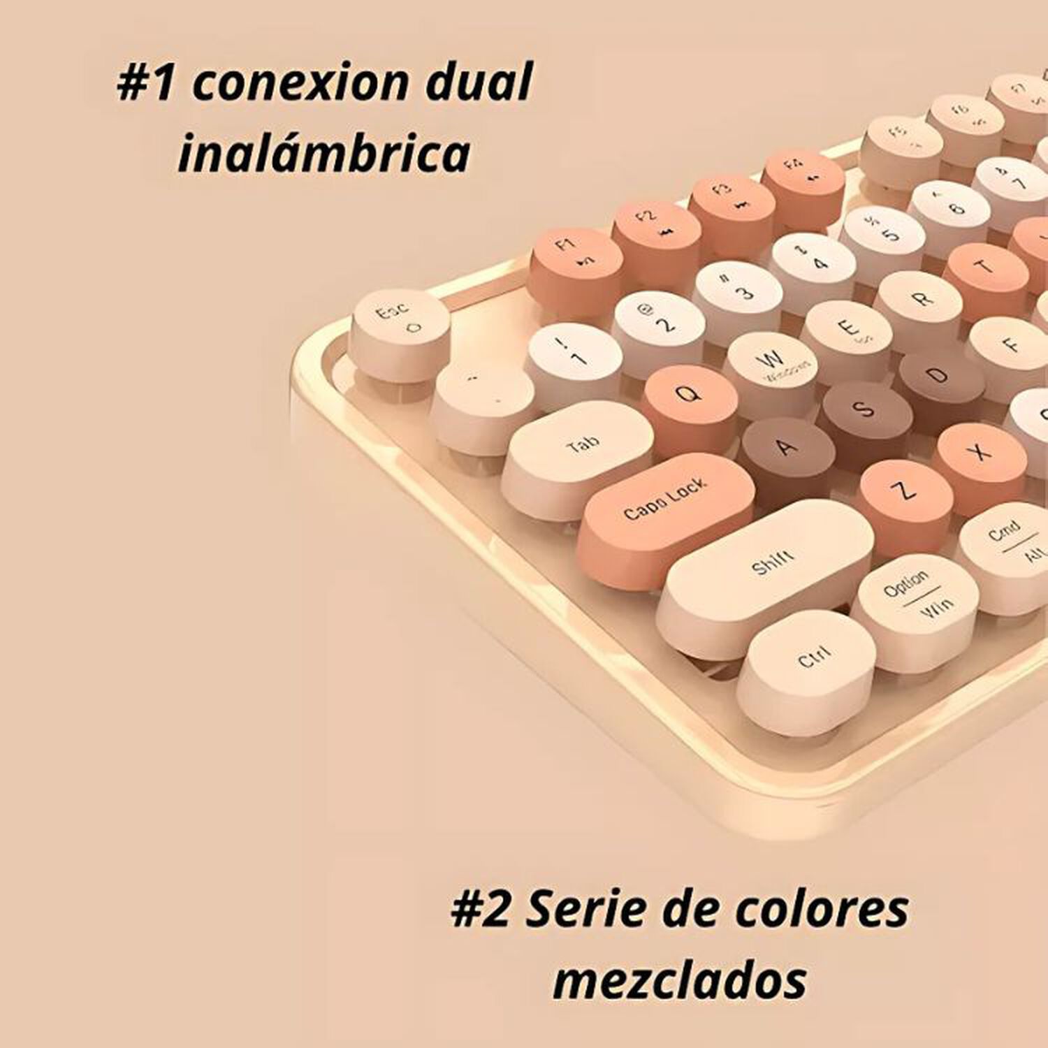 Teclado + Mouse Inal&aacute;mbrico Lapiz Labial Retro Mujer image number 4.0