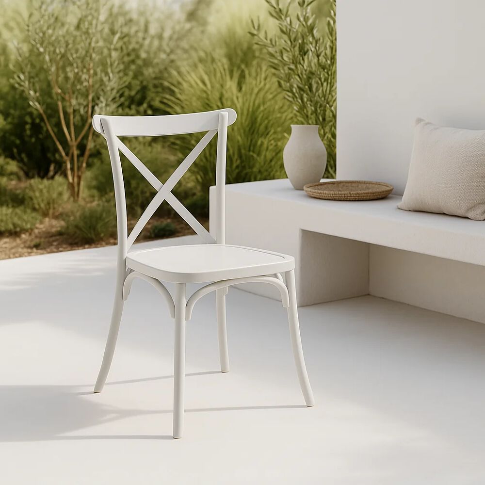 Silla Crossback Danubio De Terraza Exterior O Comedor - Blanca image number 1.0