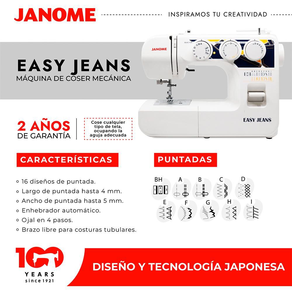 Combo Janome Máquina de Coser Easy Jeans +  Máquina Overlock Jeans Locker image number 3.0