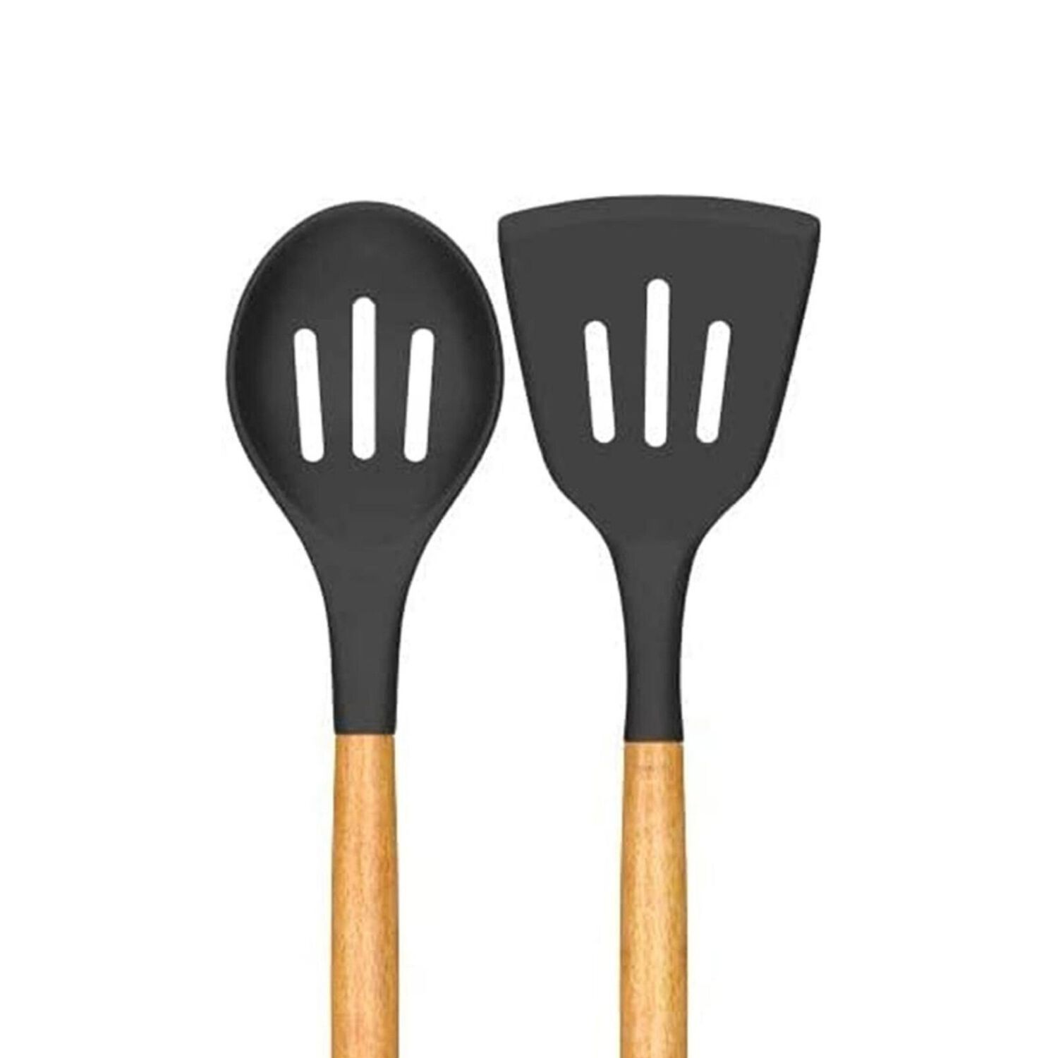 Set 4 Utensilios De Cocina Silicona Madera Negro image number 2.0