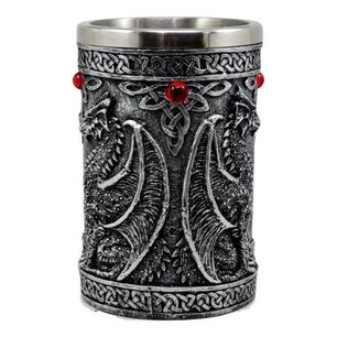 Taza Taz&oacute;n Xl Silver Celta Twin Dragon Fire Drakes