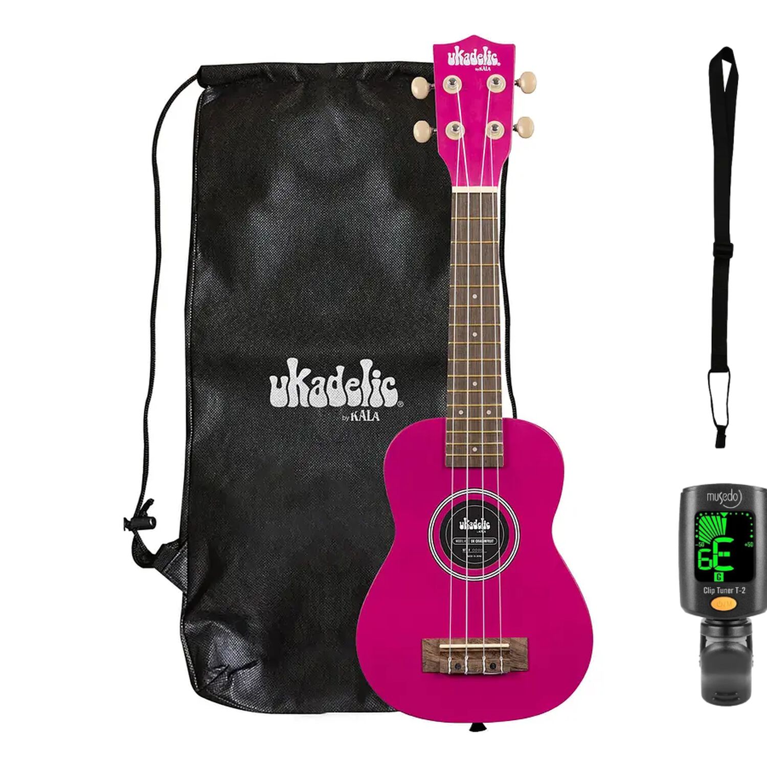 Full Pack Ukelele Soprano Kala Ukadelic Dragonfruit + Afinador Crom&aacute;tico Clip + Correa Allegro image number 0.0