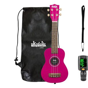 Full Pack Ukelele Soprano Kala Ukadelic Dragonfruit + Afinador Crom&aacute;tico Clip + Correa Allegro