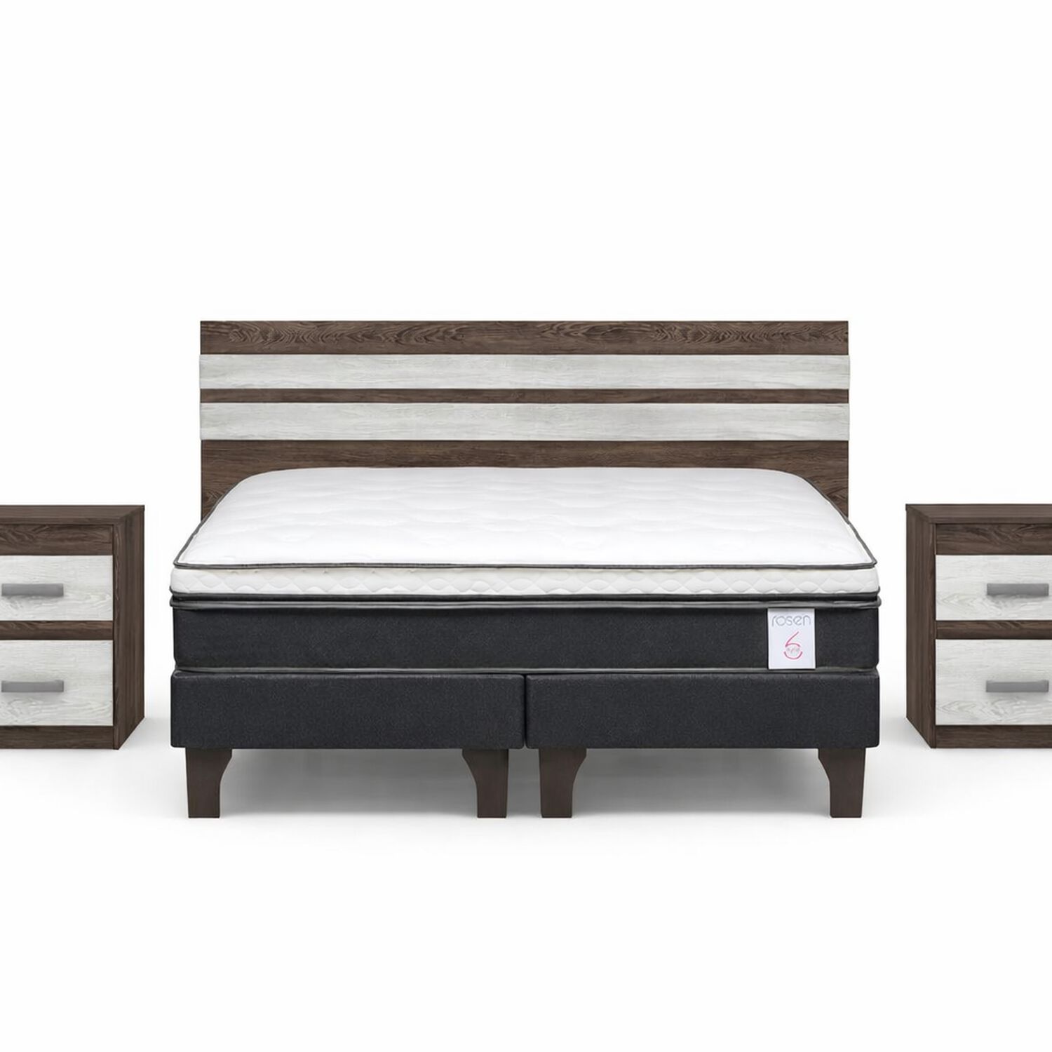Cama Europea Rosen New Style 6 / 2 Plazas / Base Dividida + Set de Maderas Madrid image number 0.0