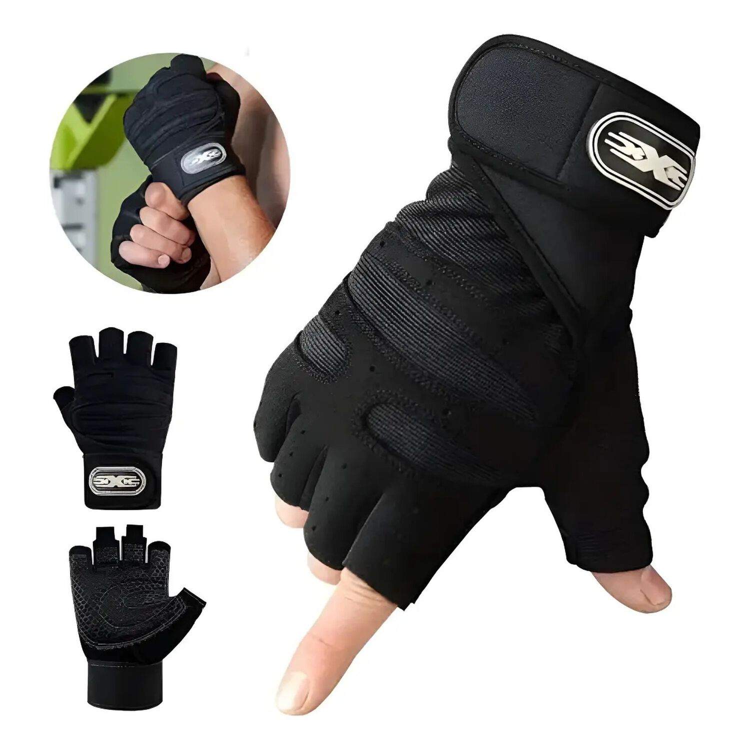 Kit Gym Inicial Guantes + Bandas El&aacute;sticas + Toalla Microfib Negro Xl image number 1.0