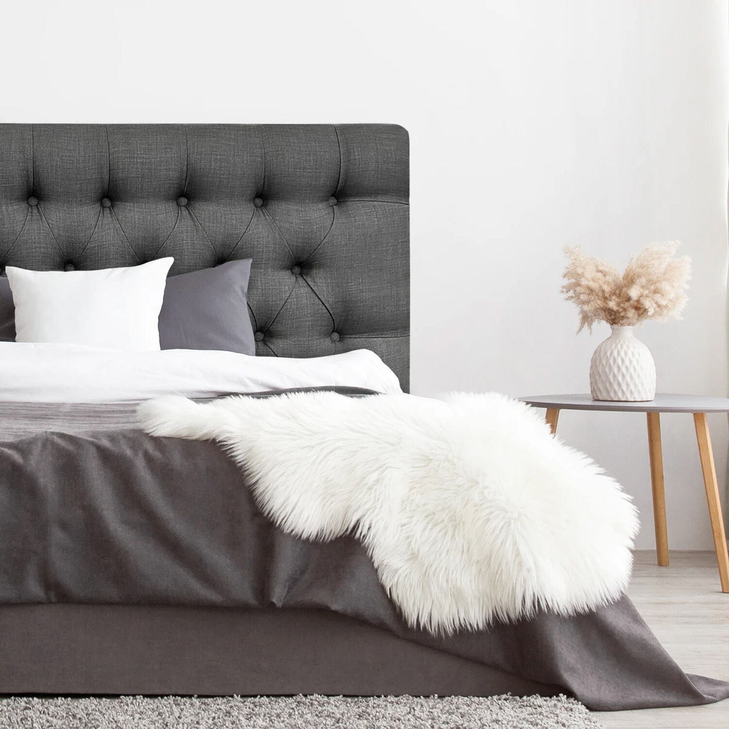 Respaldo De Cama Capiton&eacute; Premium Lino Grafito Super King image number 2.0