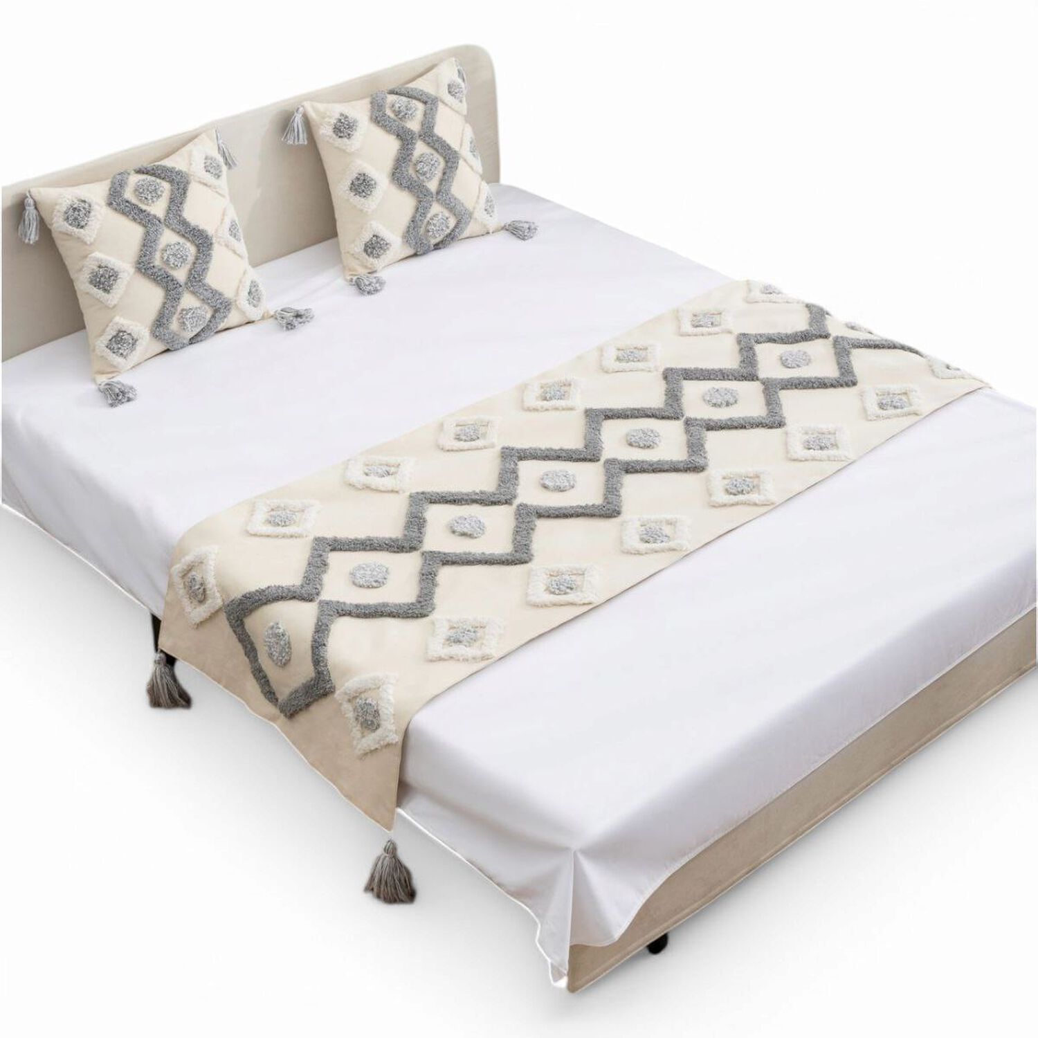 Piecera Boho 2 Plazas O King Pie De Cama Medida 210cm X 70cm + 2 Fundas 45cm X 45cm - Pb2-6 image number 0.0