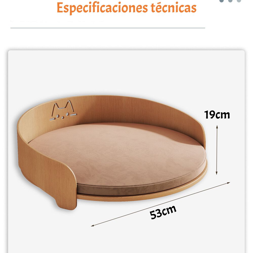 Cama Para Mascotas Madera Colchón 53x53cm Aveo By Lubabycas image number 2.0