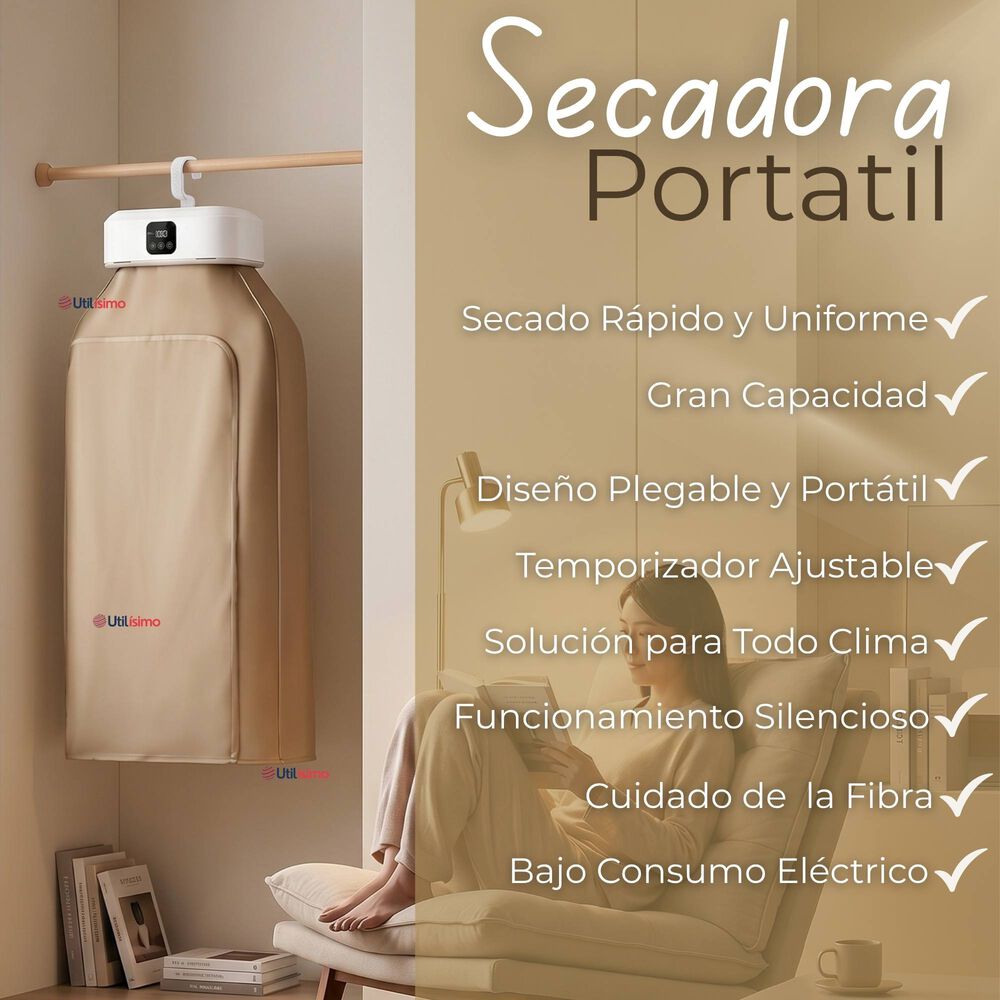 Secadora Ropa Port&aacute;til Compacto El&eacute;ctrico Bajo Consumo 900w - 1000w image number 2.0