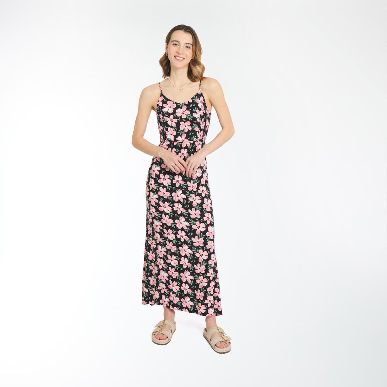 Vestido Largo Estampado Sin Mangas Cuello V Mujer Freedom image number 0.0