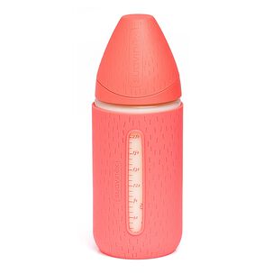 Mamadera Vidrio 240ml 3p + Funda Silicona Rosa