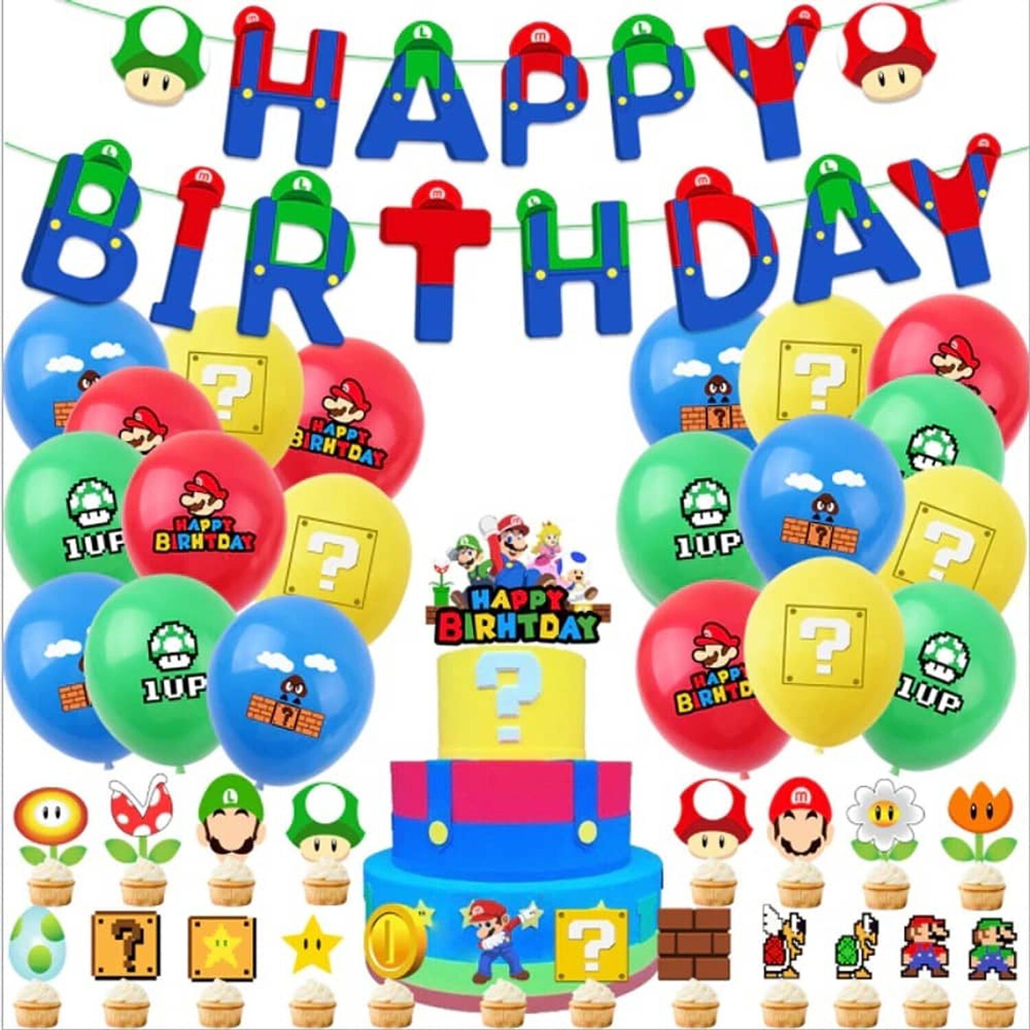 Pack Cumplea&ntilde;os Super Mario Bross Nintendo image number 0.0