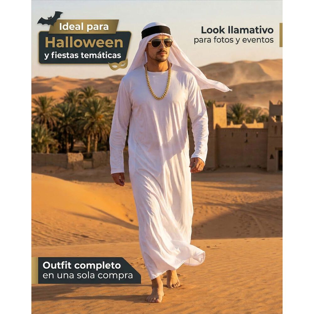 Disfraz Cosplay Jeque Arabe Adulto Halloween Tunica image number 3.0