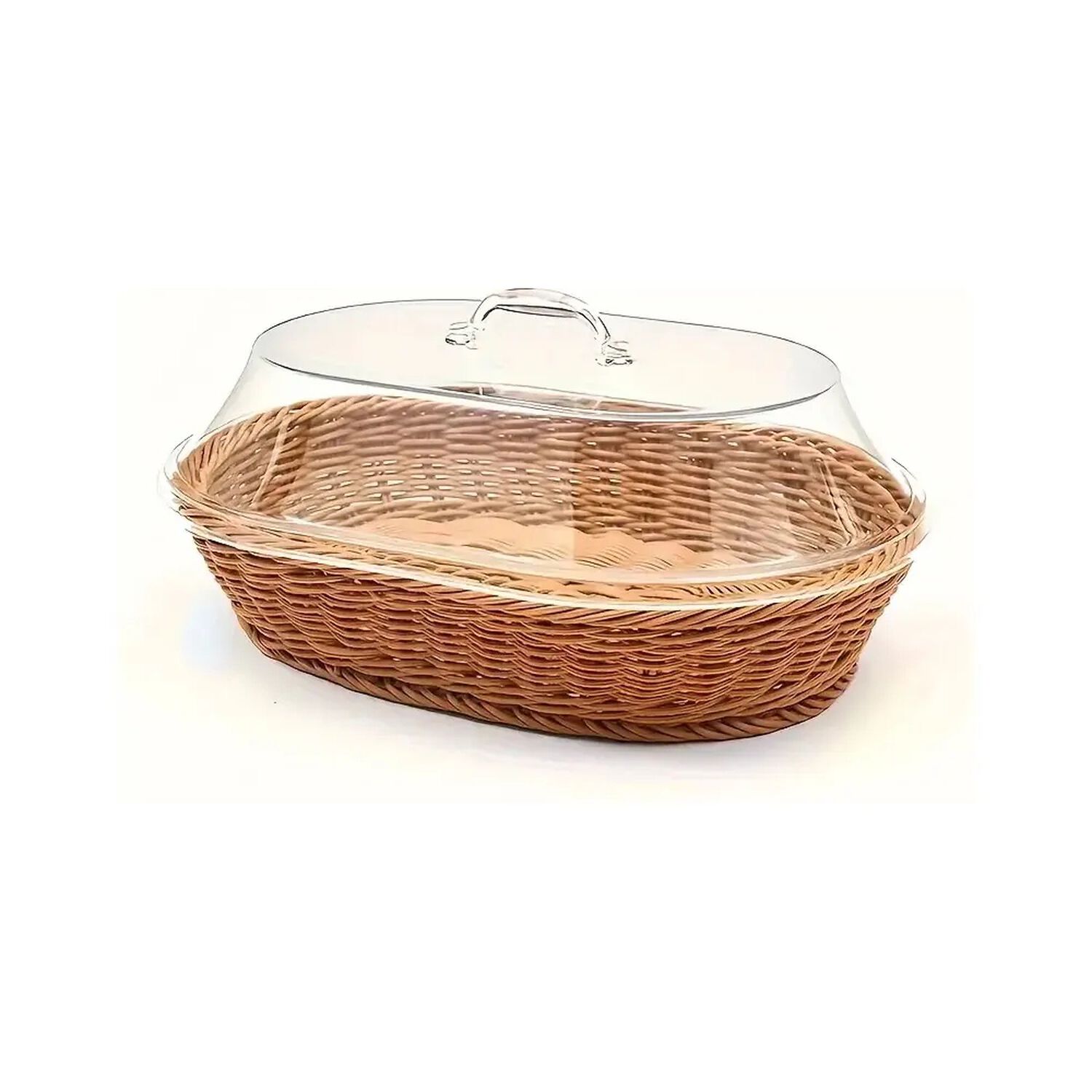 Cesta Panera Premium Rattan Cubierta Acr&iacute;lico Transparente Marr&oacute;n Trenzado image number 1.0
