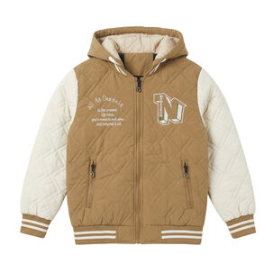 Chaqueta Varsity Bomber Acolchada Capucha Urbana Desmontable