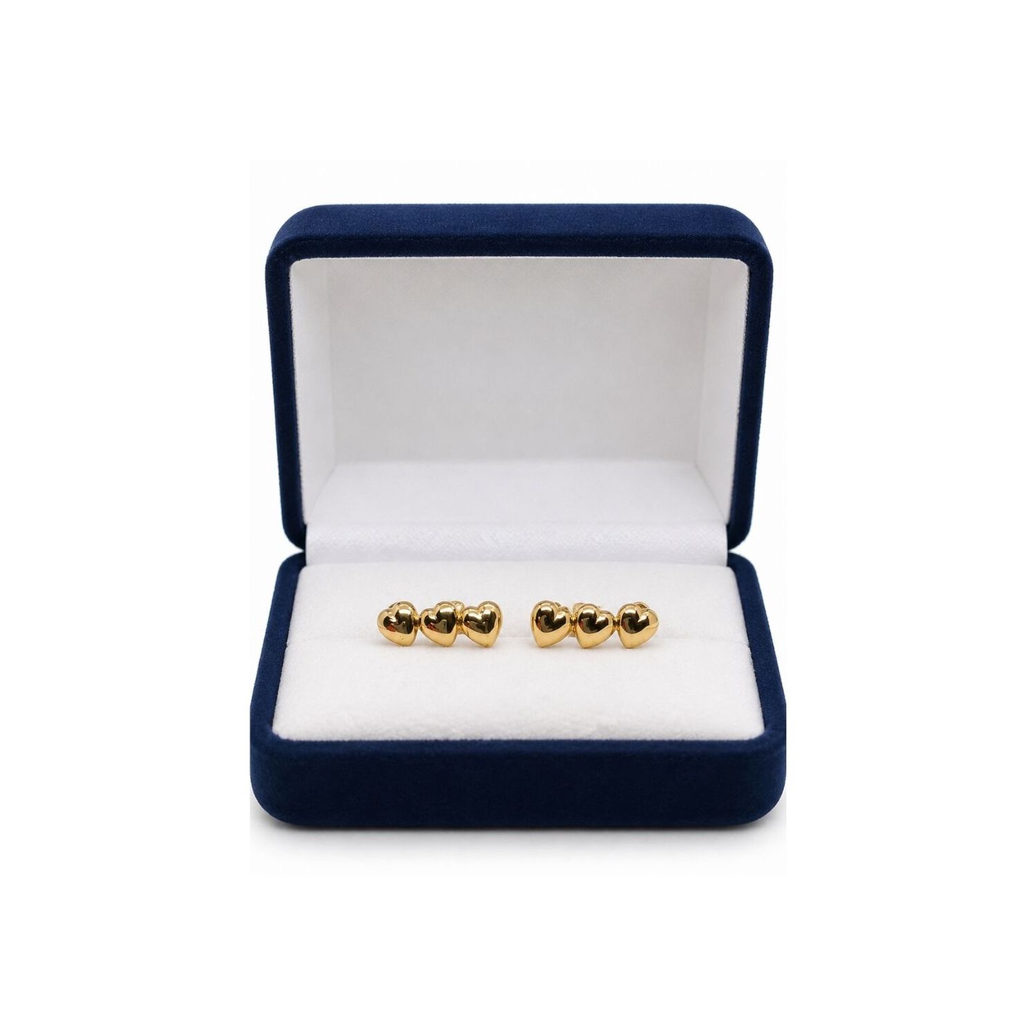 Aros Triple Coraz&oacute;n 1,5cm Oro 18k Atornillados 1.50gr Mujer Dorado image number 2.0