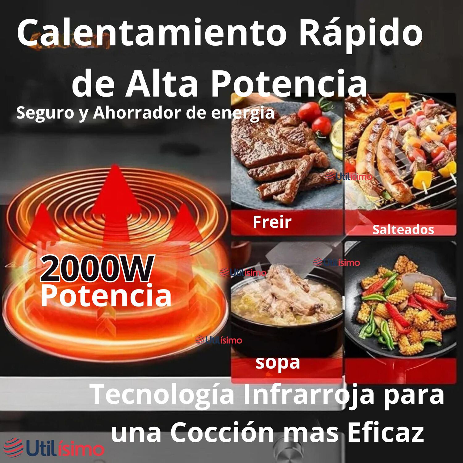 Cocina Encimera El&eacute;ctrica De Inducci&oacute;n 1 Plato Port&aacute;til 2000w image number 4.0