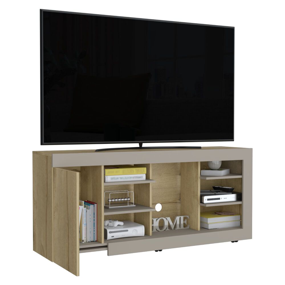 Mesa Para Tv 65" Fm 68x150x38 Cm Caf&eacute; Claro Y Gris image number 2.0
