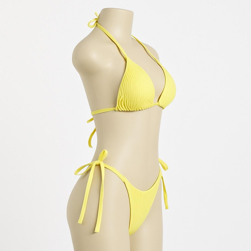 Traje Baño Tiro Alto Cintas Ajustables Tela Corrugada Realce image number 3.0