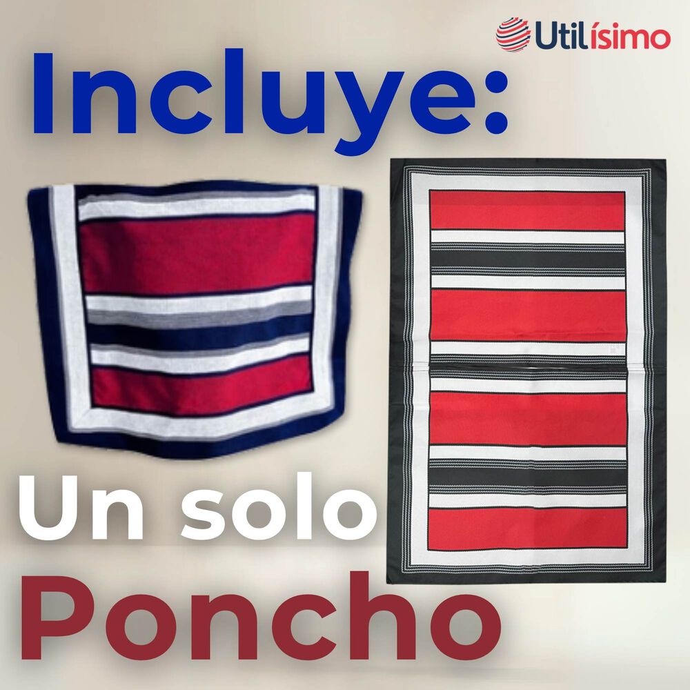 Poncho Manta Huaso Cueca Fiestas Patrias Para Niños image number 3.0
