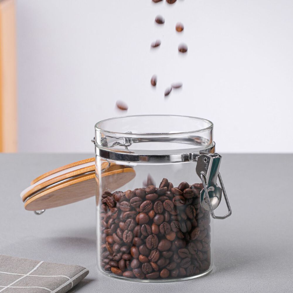 Set 2 Frascos Tarro Hermetico Vidrio 480ml Con Tapa De Bambu image number 1.0