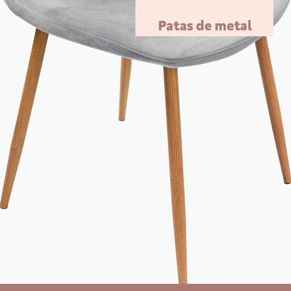 Pack De 4 Sillas Spoon Terciopelo - Gris image number 6.0