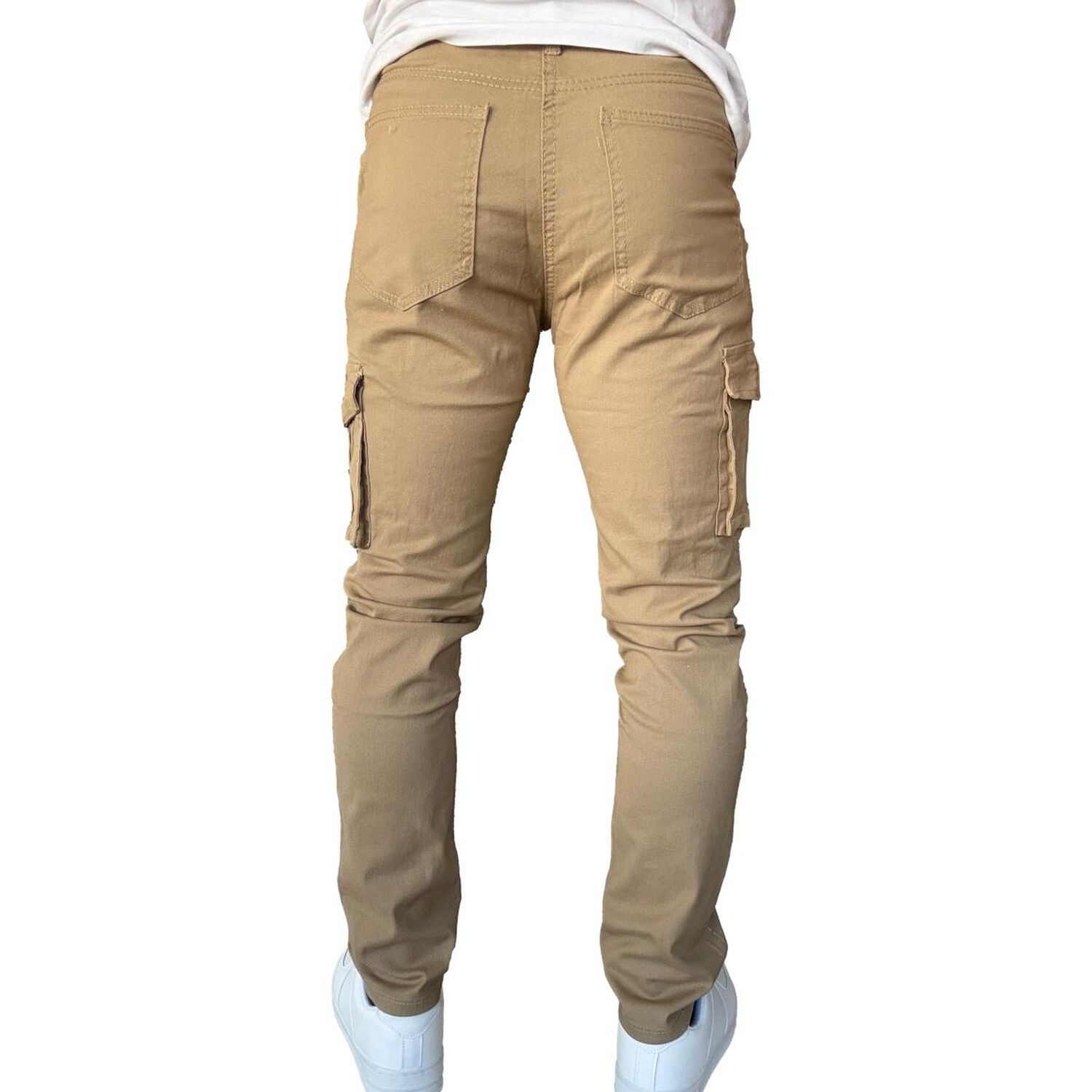 Pantal&oacute;n De Tela Cargo Slim Fit Mosaico Elasticado Caqui image number 8.0