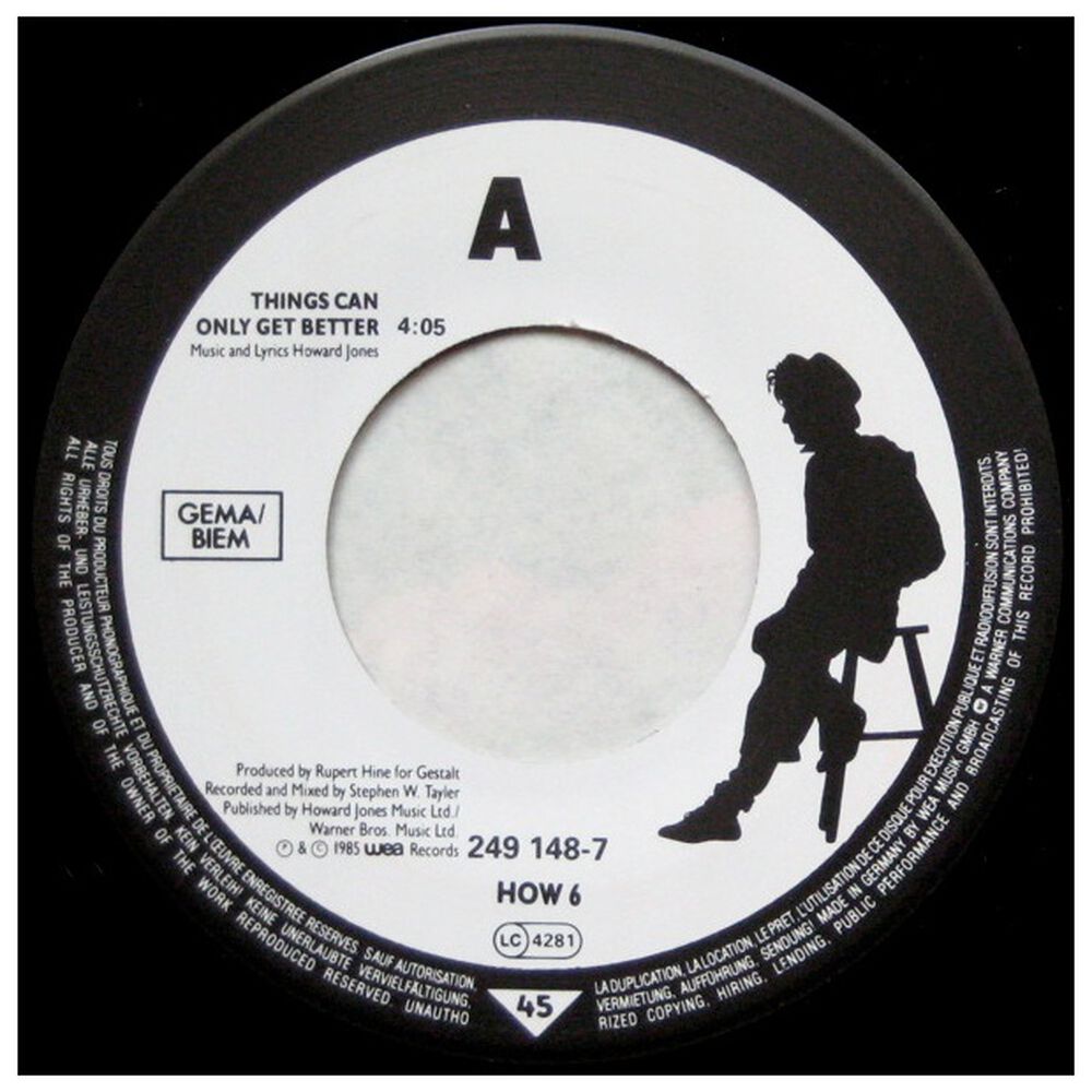Howard Jones - Things Can Only Get Better | 7" Single Vinilo Usado image number 2.0