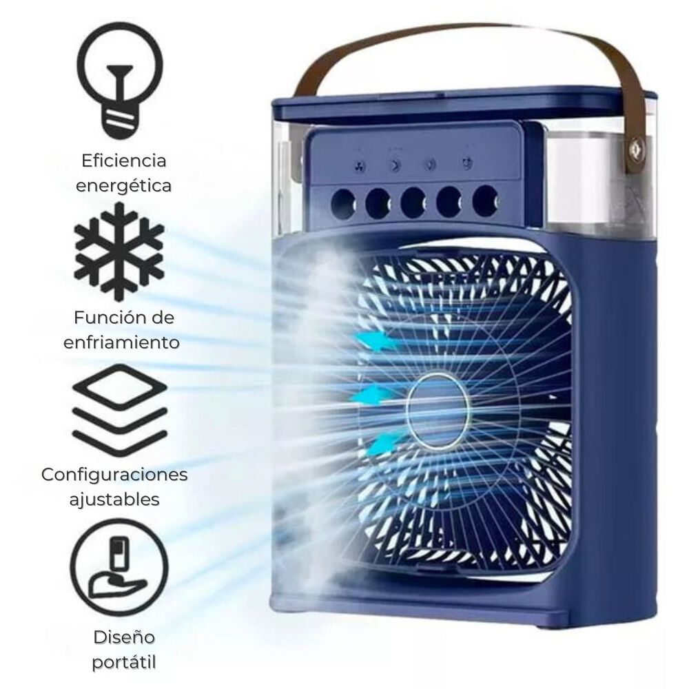 Climatizador Port&aacute;til Fr&iacute;o 4 En 1 Ventilador Humificador Enfriador Lampara Led 220v Usb Azul image number 3.0