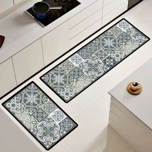 Set De 02 Alfombra De Cocina Impermeable De Cuero Nappa Md03