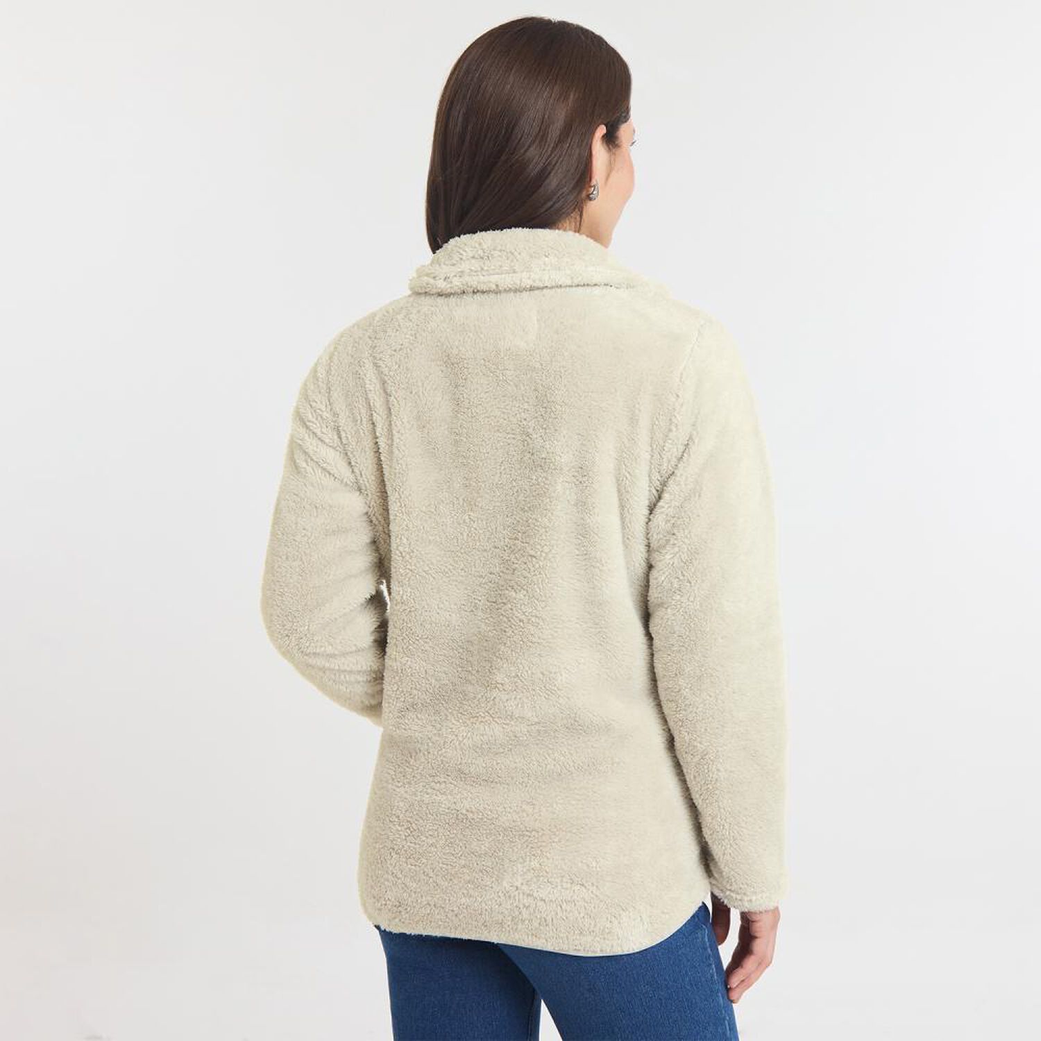 Poler&oacute;n Regular Fleece Cuello Alto Medio Cierre Mujer Geeps image number 1.0