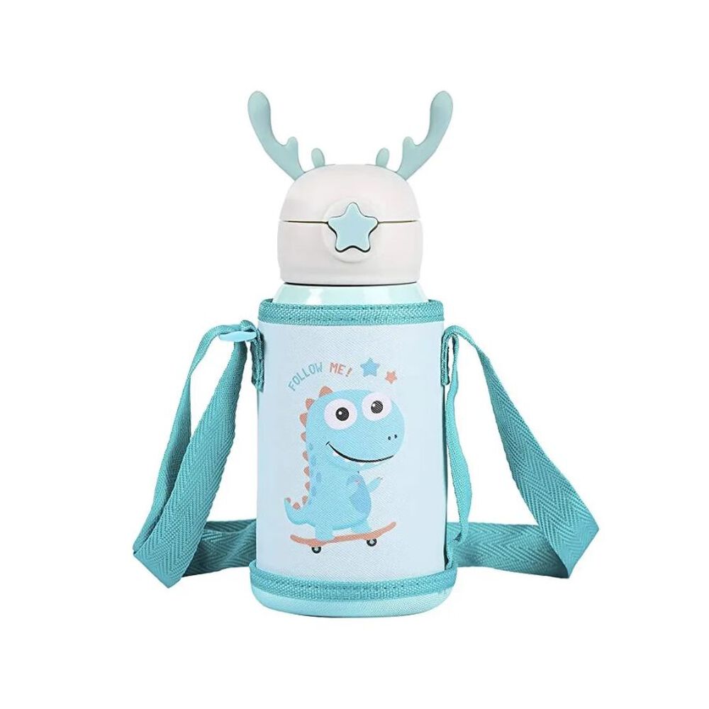 Botella De Agua Térmica Portatil 500ml Dinosaurio Azul Infantil image number 0.0