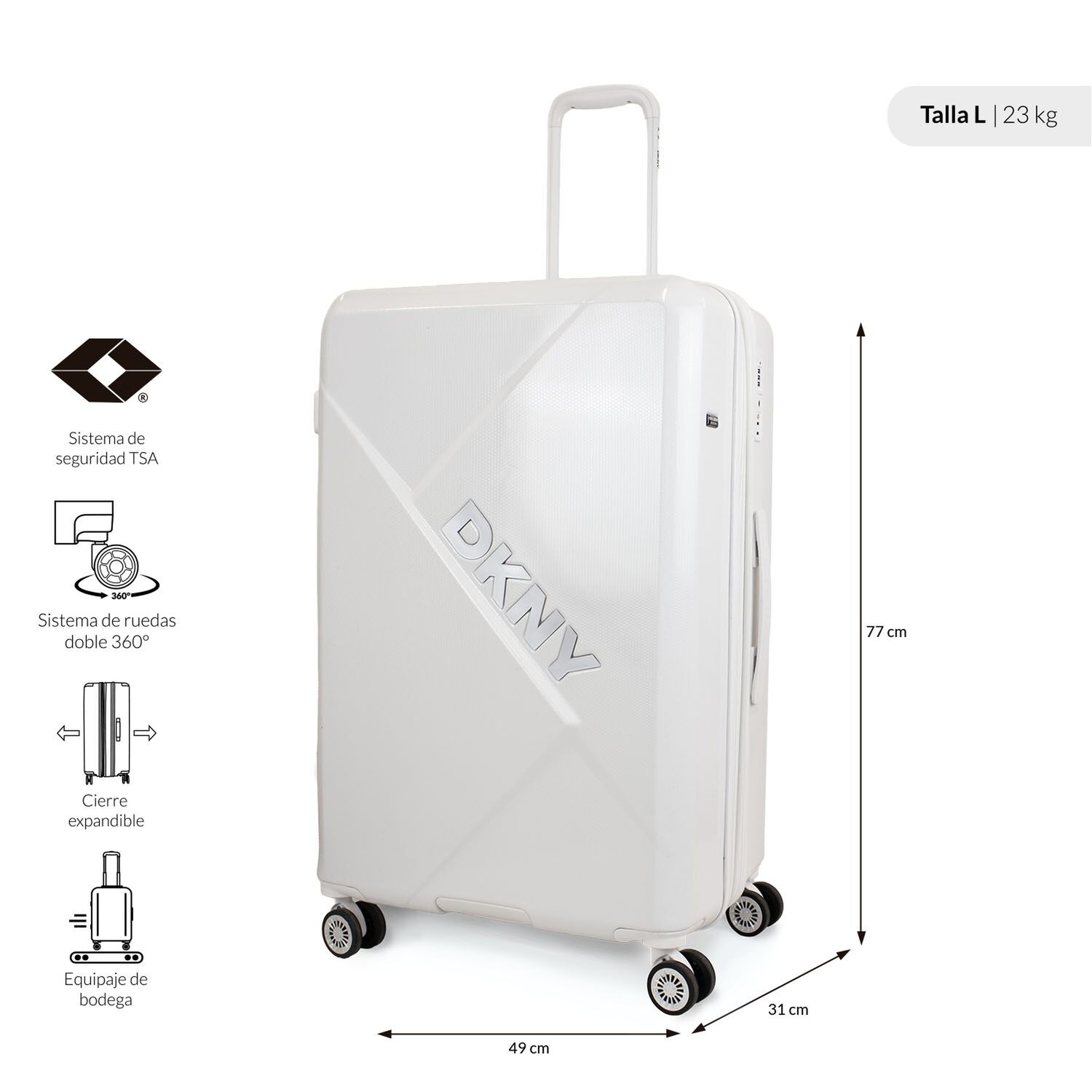 Pack 2 Maletas S 10kg + L 23kg Donna Karan Your Call Blanca Dkny image number 3.0