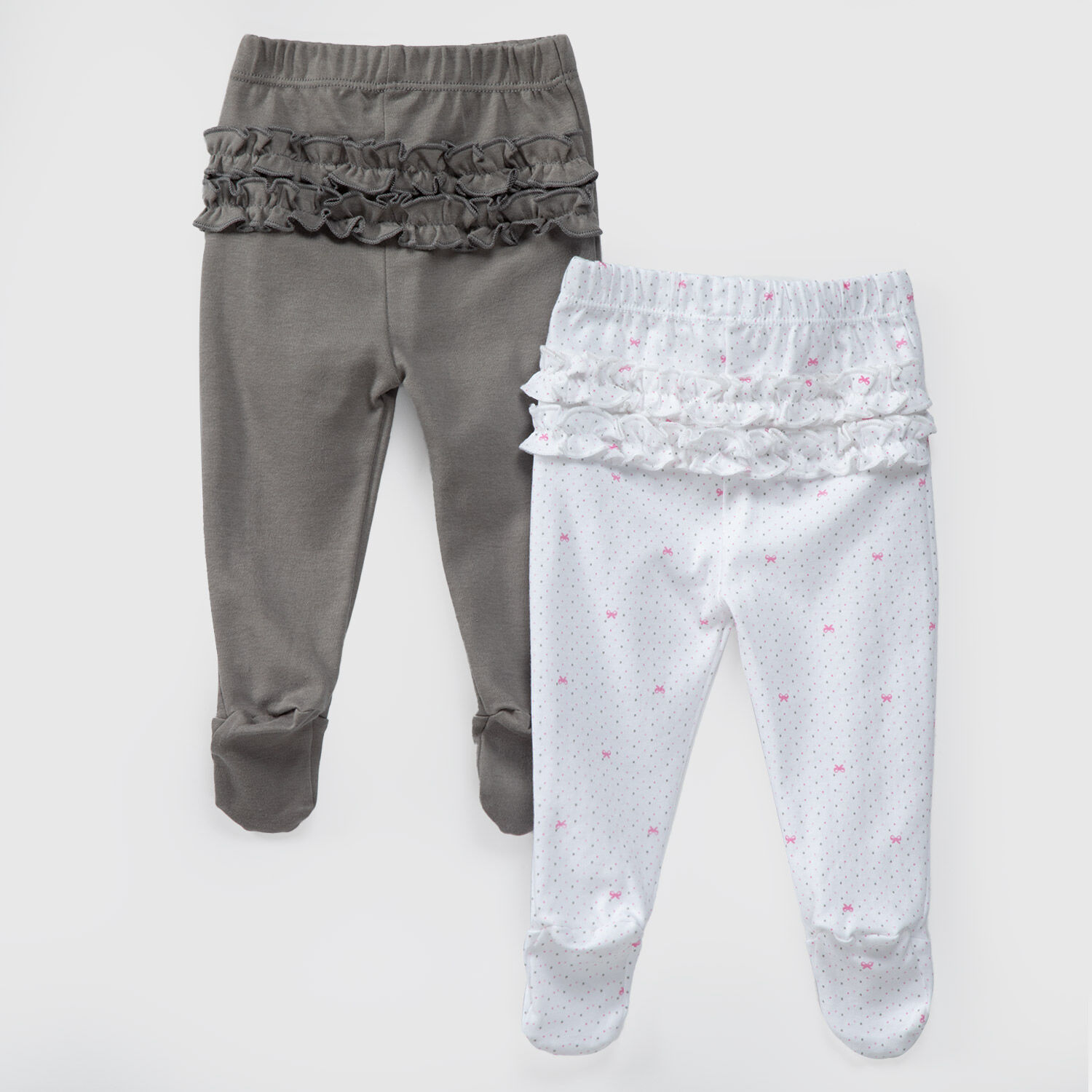Pack Pantalones Blanco Gris Cinta Rosa Algod&oacute;n Peruano image number 0.0