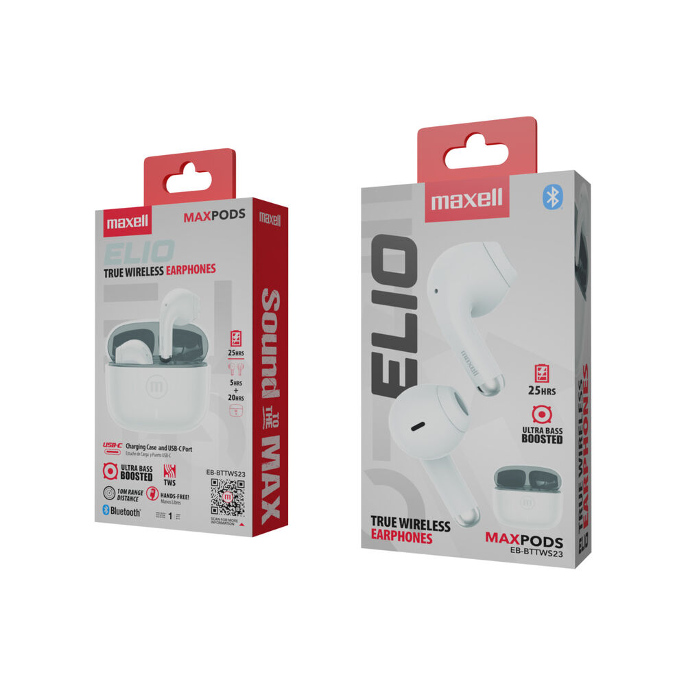 Aud&iacute;fonos Bluetooth Inal&aacute;mbricos Maxell Elio 12 Horas Blanco image number 2.0