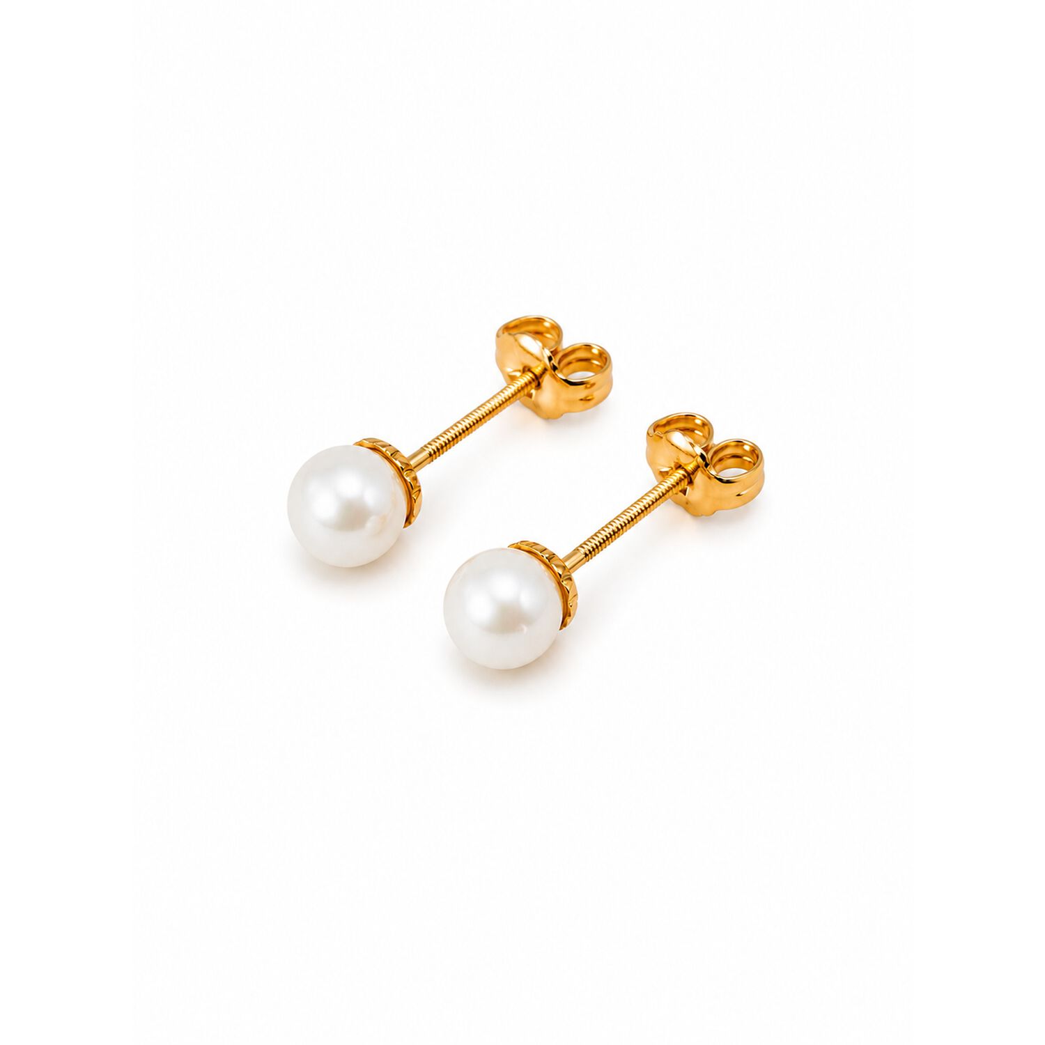 Aros Perla Cultivada Casquillo 4mm N2 Oro 18k 0.90gr Mujer Dorado image number 0.0