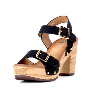 Sandalias Taco Casual Negra Mujer Weide Js58