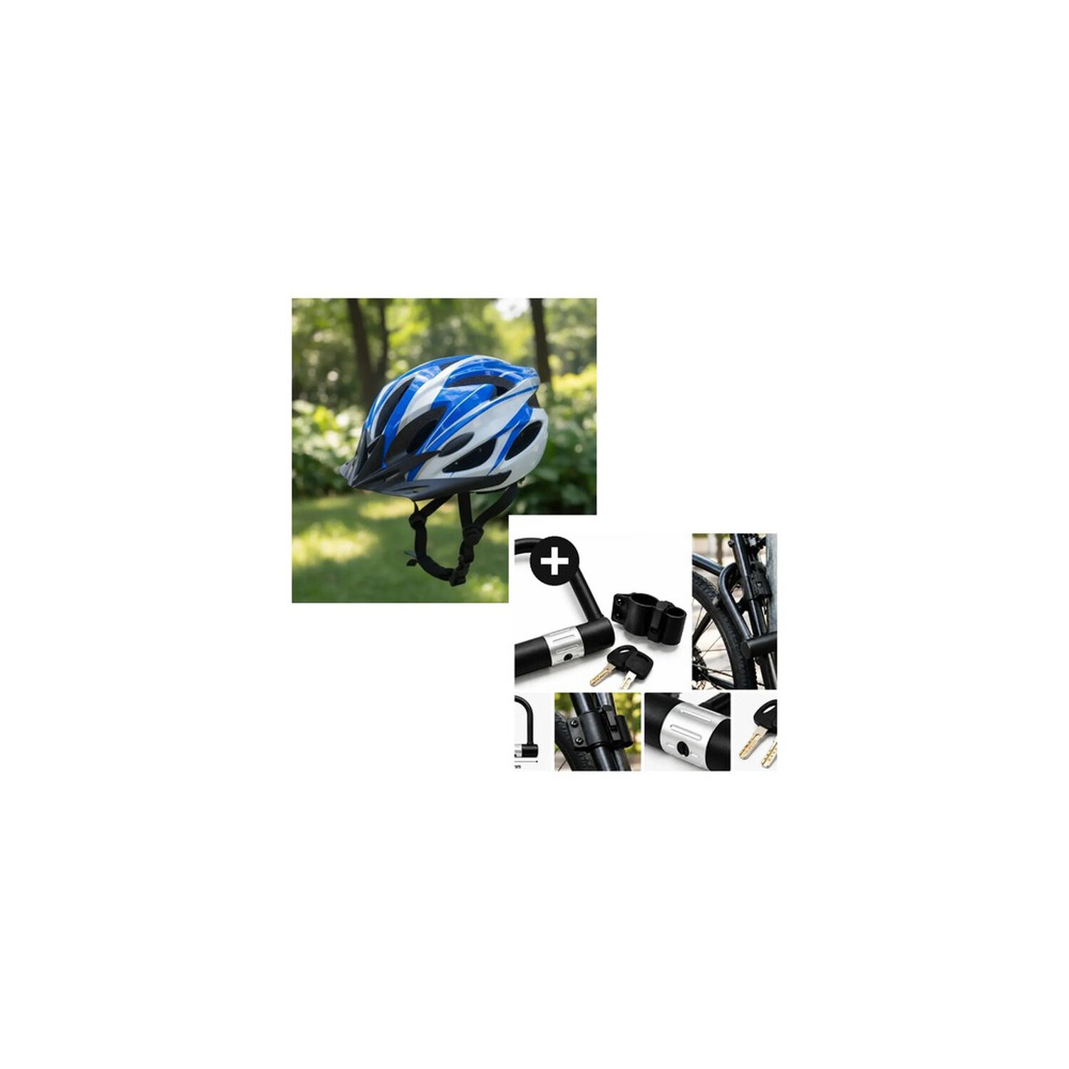 Kit Seguridad Bici Casco Mtb Azul + Candado U-lock Azul M/l image number 0.0