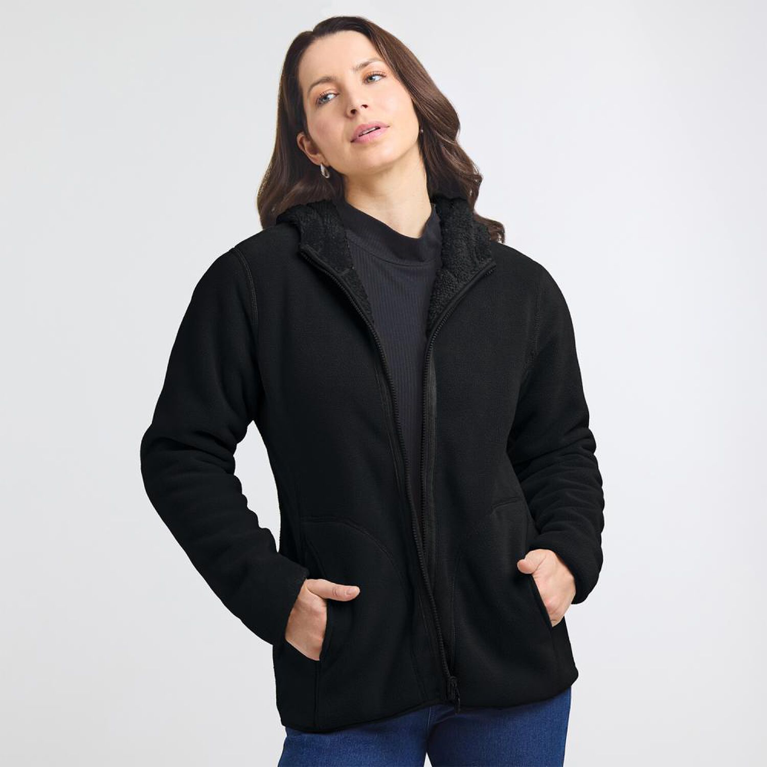Chaqueta Reversible Regular Cuello Alto Con Capucha Mujer Geeps image number 0.0