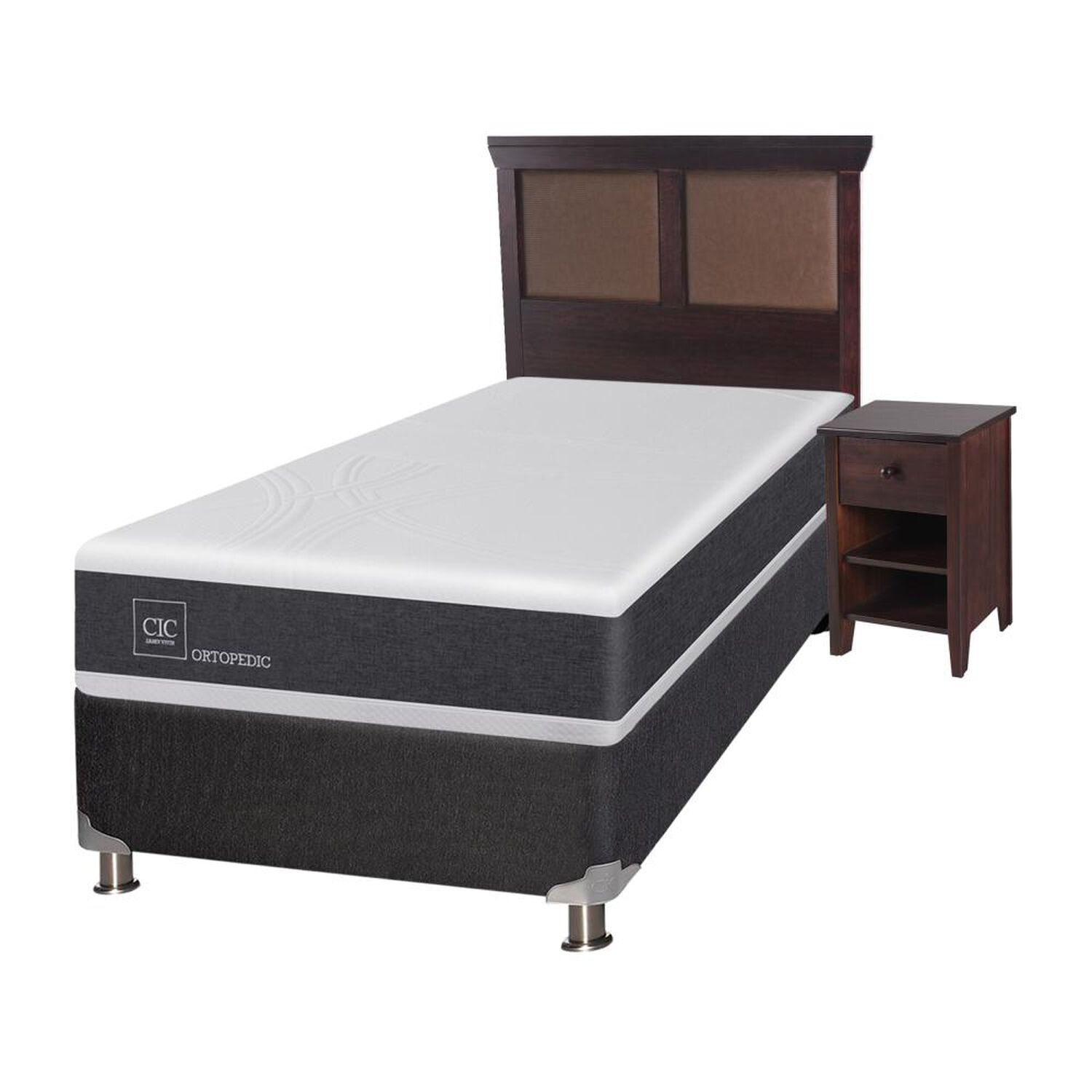 Box Spring Cic Ortopedic / 1.5 Plazas / Base Normal  + Set De Maderas image number 1.0