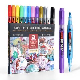 Marcadores Acr&iacute;licos Doble Punta L&aacute;pices 12 Color