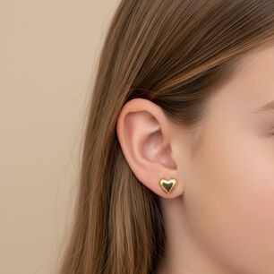 Aros Coraz&oacute;n Oro 18k 7mm N3 Atornillados 1gr Mujer Hipoalerg&eacute;nicos