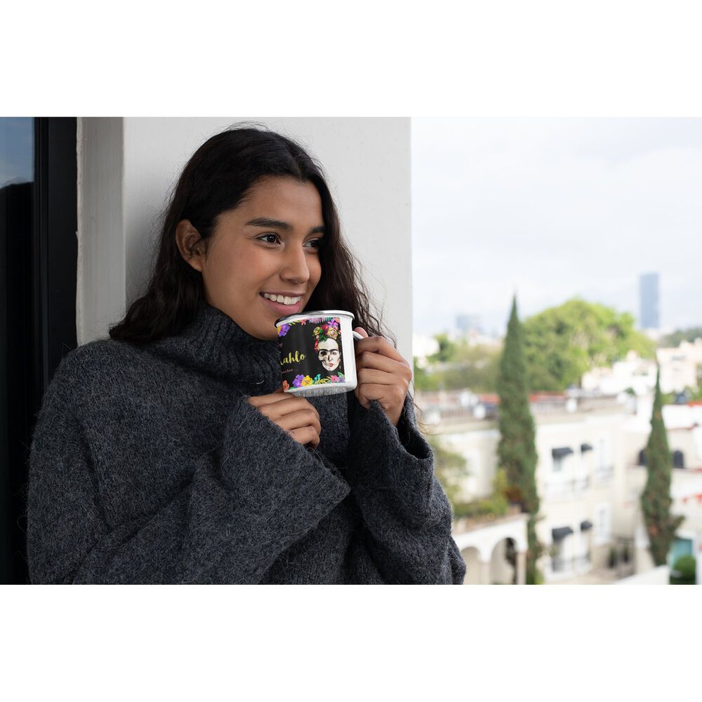 Taza Enlozada Lechera Frida Khalo Pinto Flores Y No Mueran image number 3.0